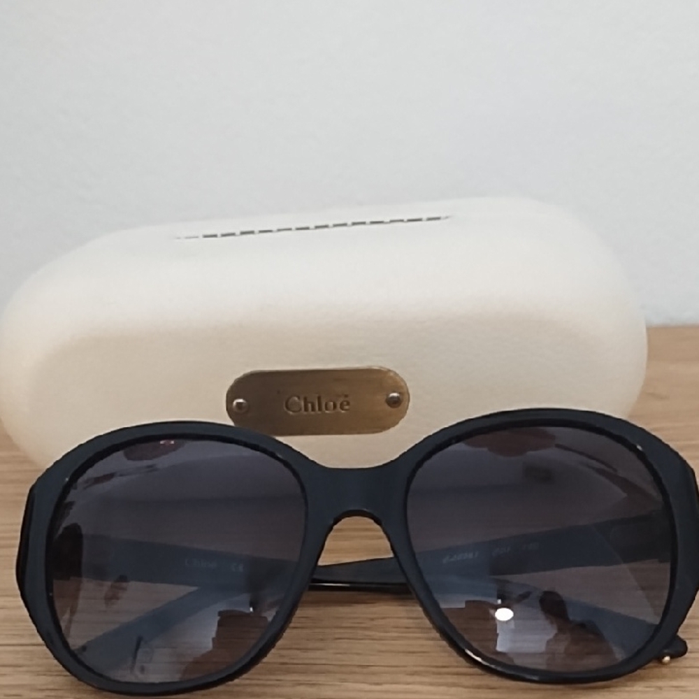 Chloe Black Sunglasses with Gold Accent